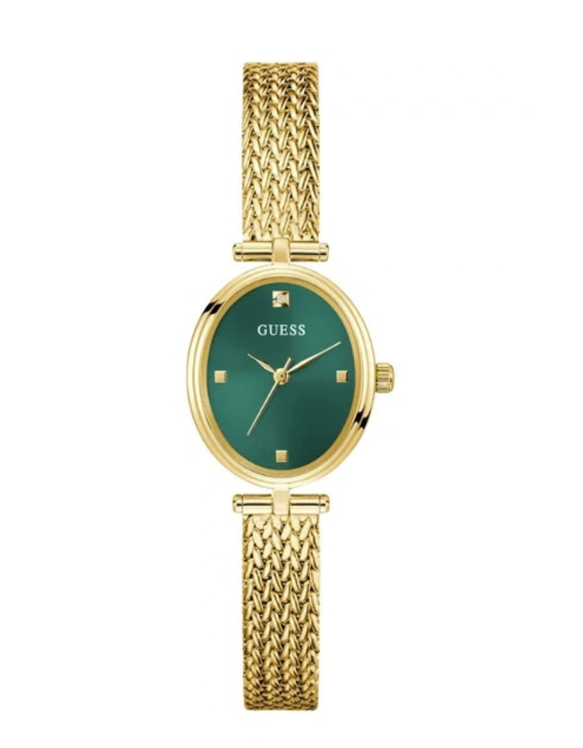 Guess Ruby Gold Mesh Bracelet Green Dial Quartz Watch for Ladies - G0935L2
