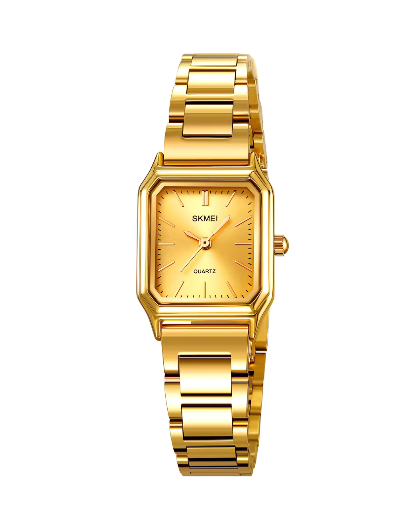 SKMEI 2237 Square Stainless Steel Quartz Watch with Glass Dial Waterproof for Women