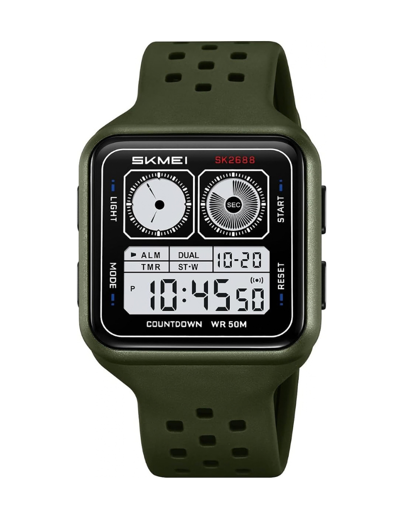 SKMEI 2688 Men's Multifunctional with Green Strap Digital Sports Watch