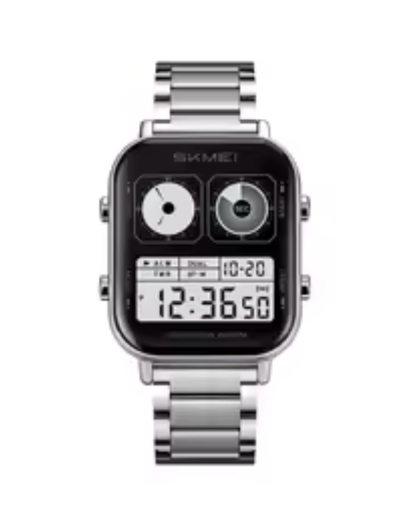 SKMEI 2690 Men Digital Silvera Watch Stainless Steel Stopwatch Countdown