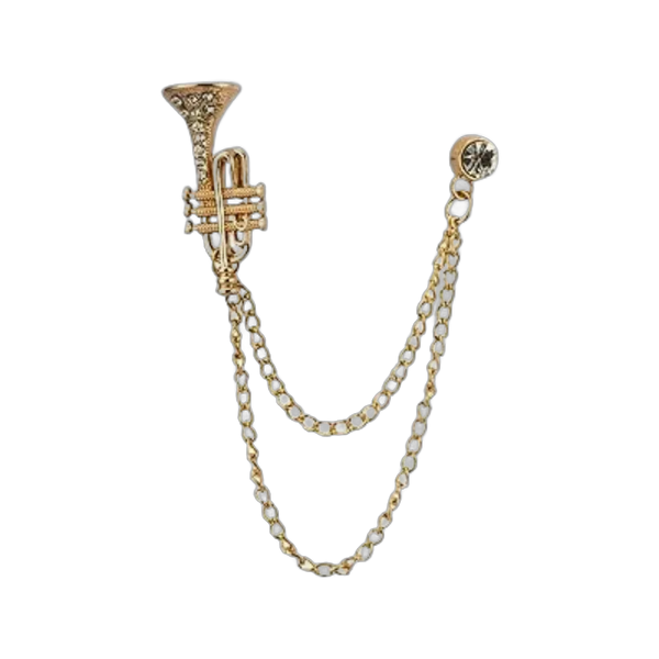 Trumpet Chain Brooches in Sterling Silver