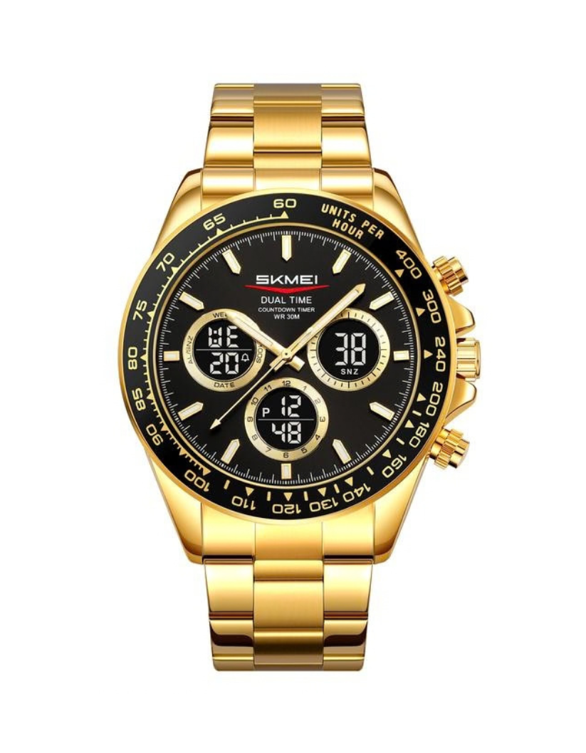 SKMEI 2505 Men's Watches Multi Functional Date Luxury Waterproof Silicone Steel Sports Analog Digital Watch Reloj