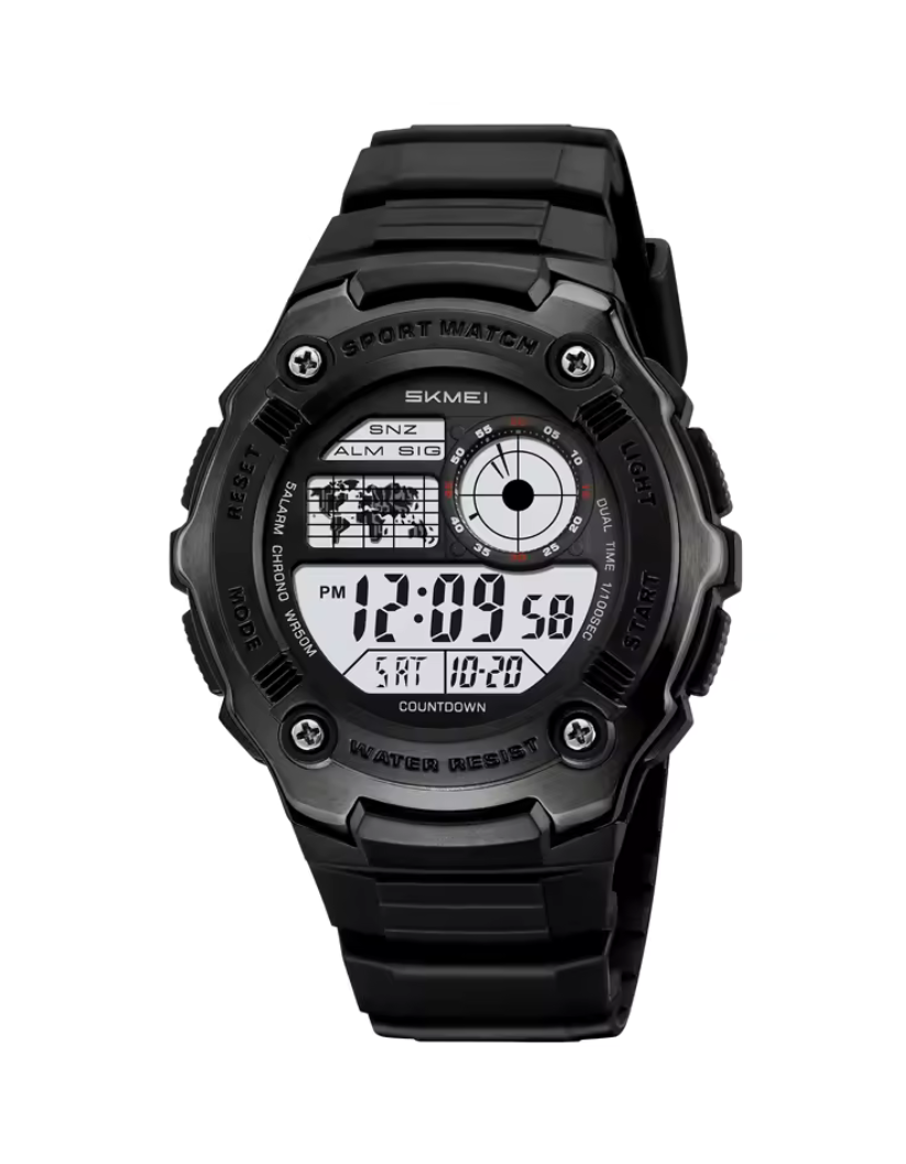 SKMEI 2517 Men's Black LED Lights Wristwatch Waterproof Sports Luxury Luminous Alarm