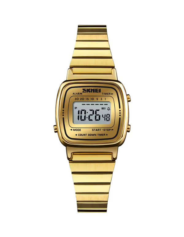 Skmei 1901 Women's Stainless Steel Digital Sport Watches Luxury Alloy Case Waterproof