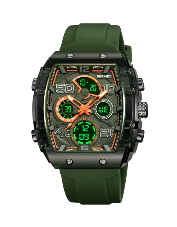 SKMEI 2603 Electronic Digital Green Watch for Men LCD Movement with Luminous Display