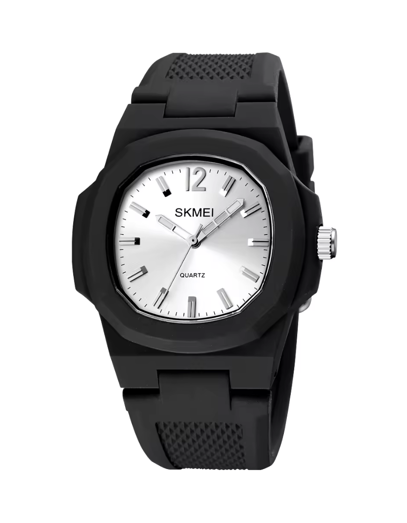 SKMEI 1717 Black & Silver Combination trend design street soft plastic quartz for man 3 atm waterproof