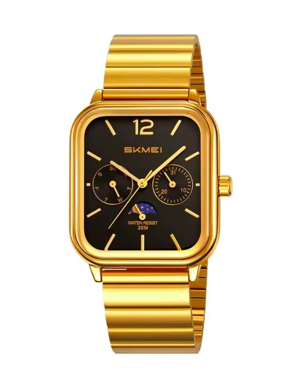 SKMEI 2509 Casual Simple Black Dial with Gold Chain Quartz Watch Men's Luxury Business Waterproof Watch