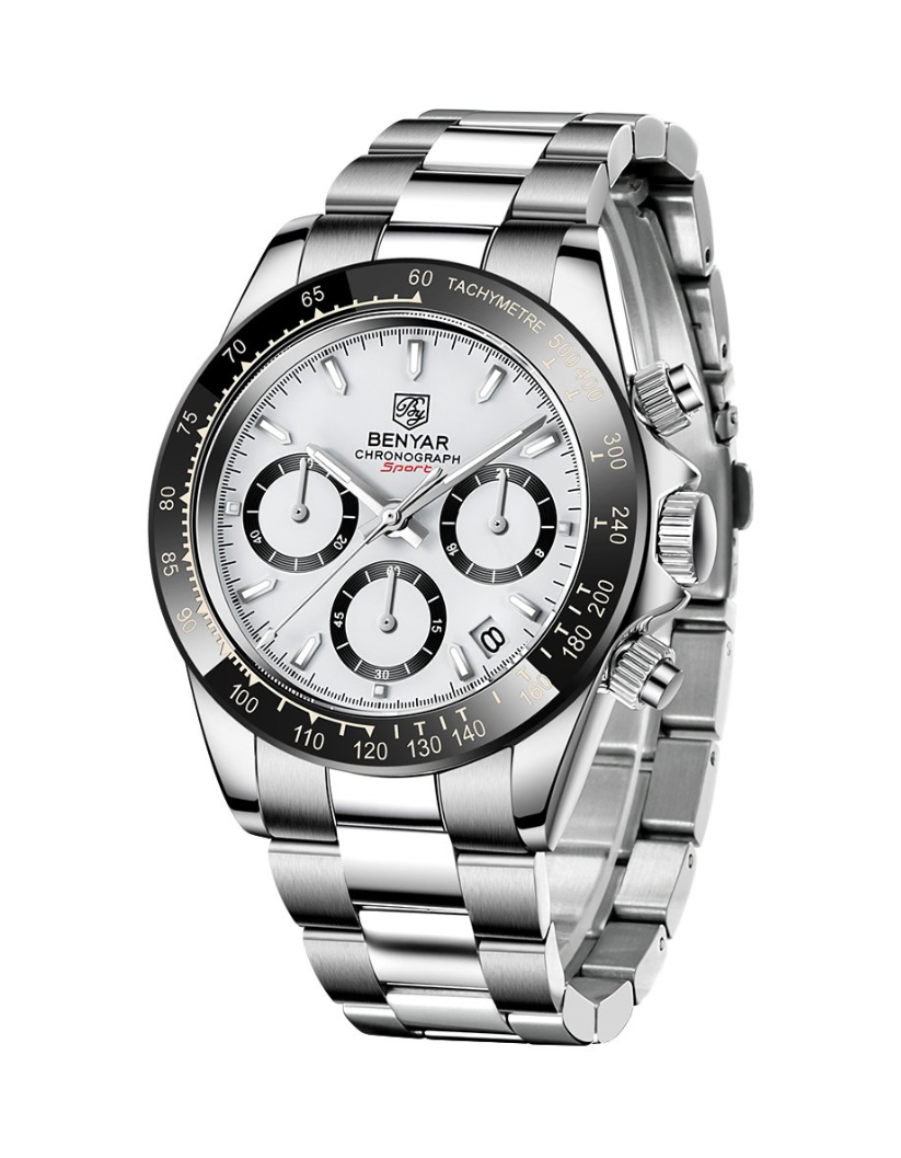 BENYAR Men Luxury Brand Chronograph Male Sport Watches Waterproof Stainless Steel Quartz Watch BY-5169