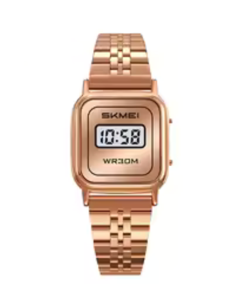 SKMEI 2589 Women's Rose Gold Digital Sports Waterproof Bracelet Watch
