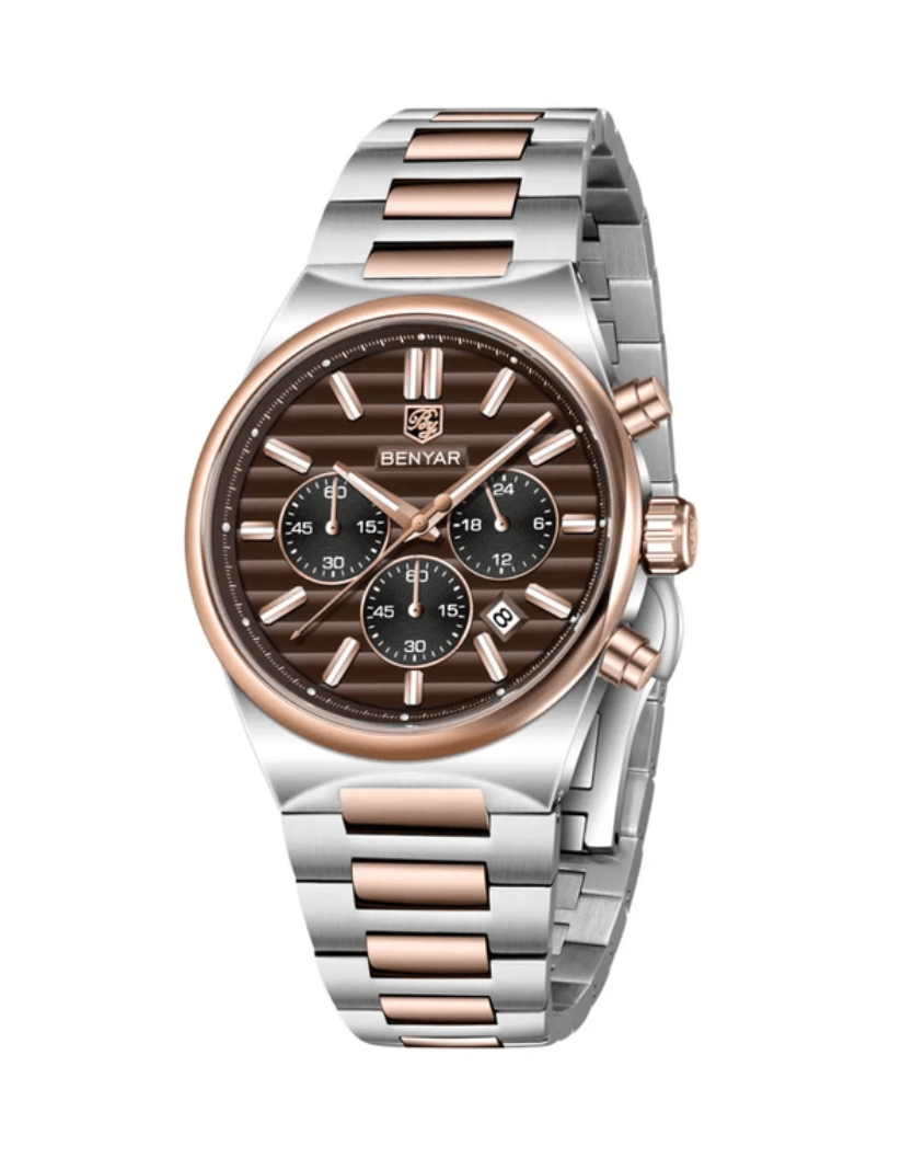BENYAR Men Watches Leather Strap Luxury Waterproof Sport Quartz Watch BY-5213