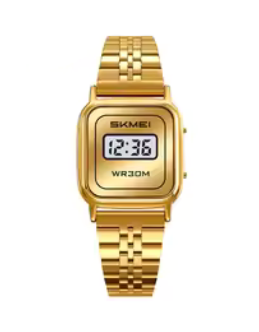 SKMEI 2589 Women's Gold Digital Sports Waterproof Bracelet Watch