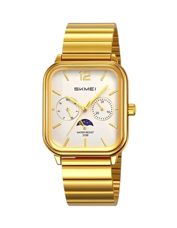 SKMEI 2509 Casual Simple White Dial with Gold Chain Quartz Watch Men's Luxury Business Waterproof Watch