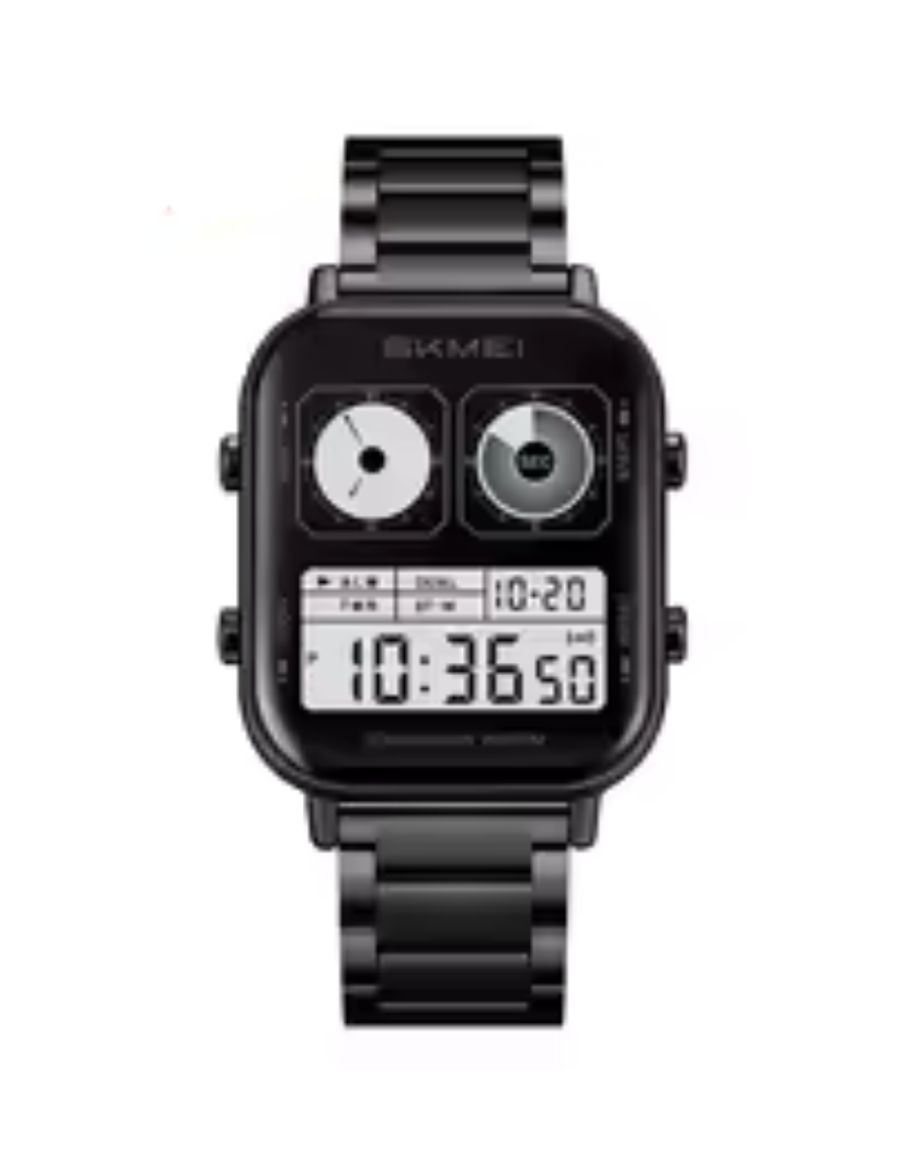 SKMEI 2690 Men Digital Black Watch Stainless Steel Stopwatch Countdown