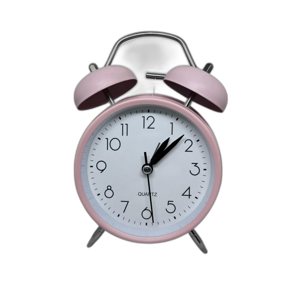Pink Vintage-Style Twin Bell Alarm Clock