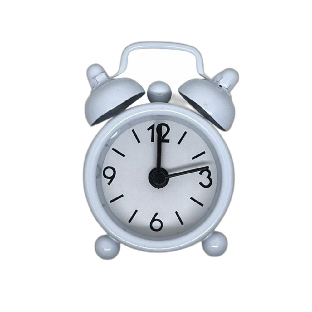 White Mini Metal Analog Alarm Clock