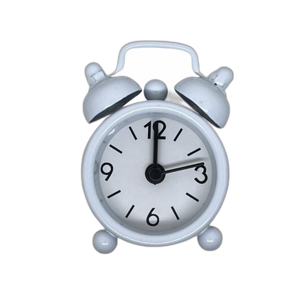White Mini Metal Analog Alarm Clock