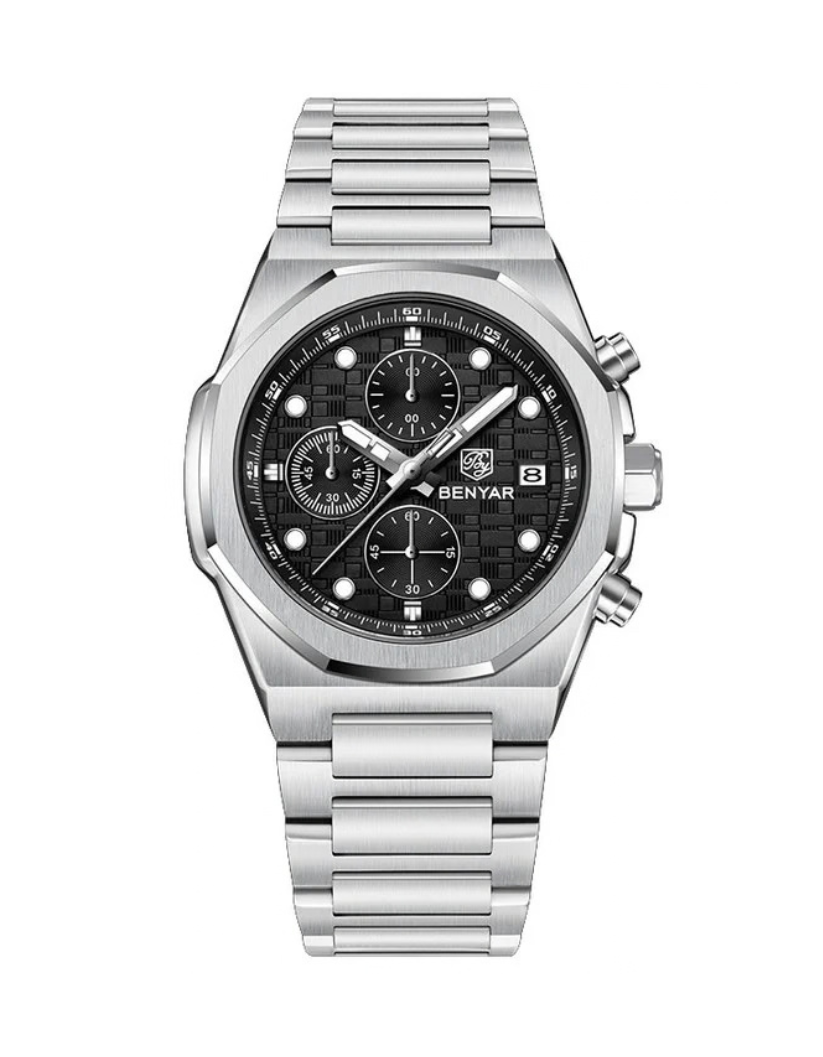 BENYAR Men Watches Stainless steel Luxury Waterproof Sport Quartz Watch BY-5216M