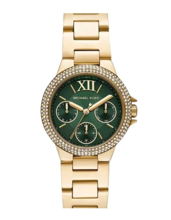 Michael Kors Gold Stainless Steel Green Dial Quartz Watch for Ladies - MK6981