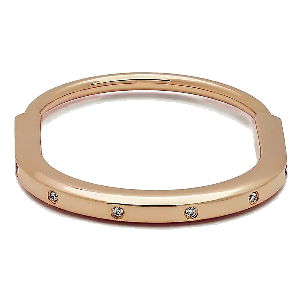 Rose Gold Lock Diamond Bangle Bracelet