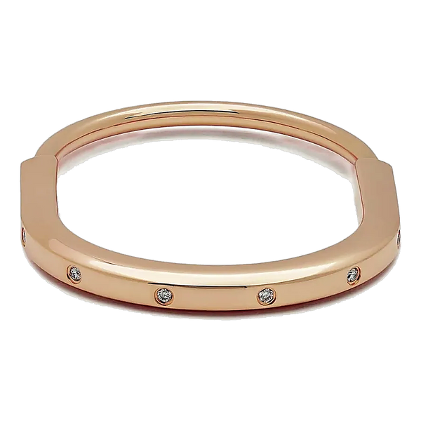 Rose Gold Lock Diamond Bangle Bracelet