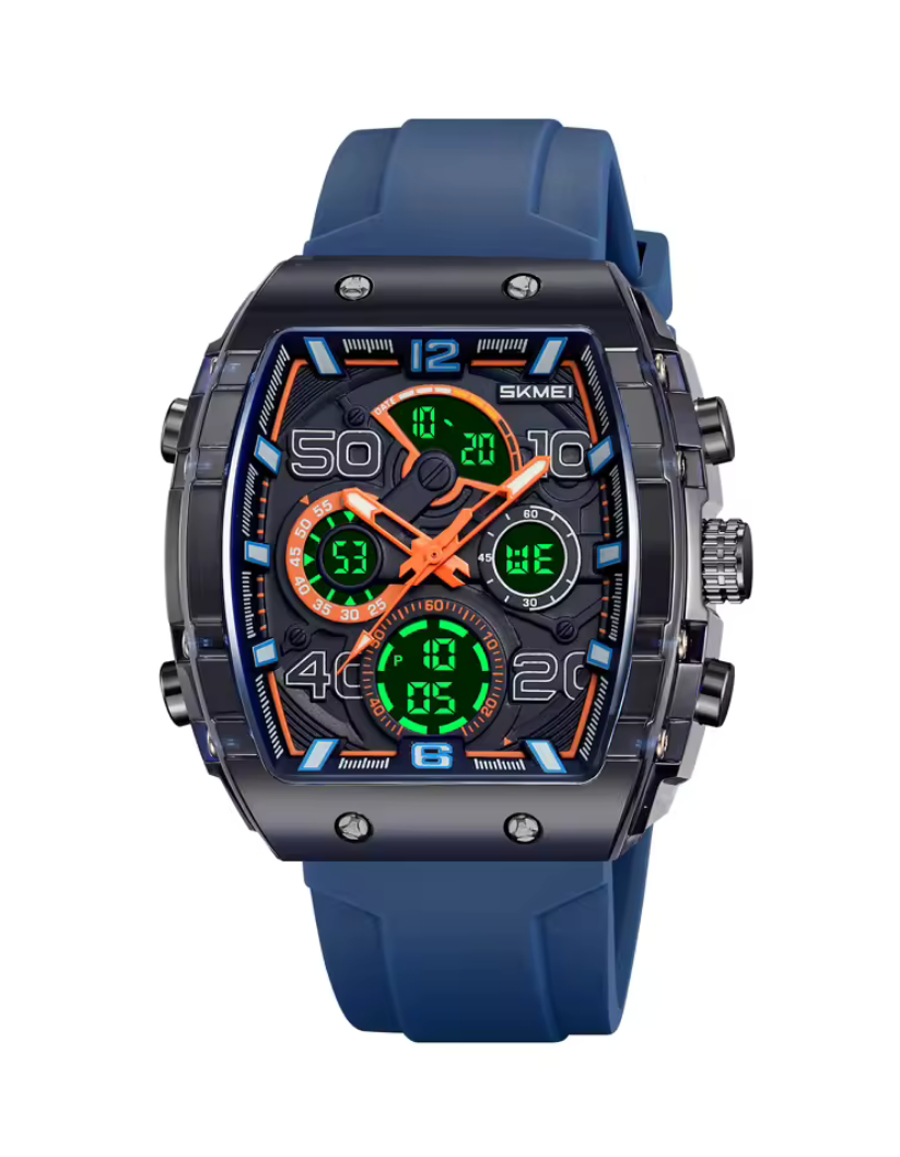 SKMEI 2603 Electronic Digital Blue Watch for Men LCD Movement with Luminous Display
